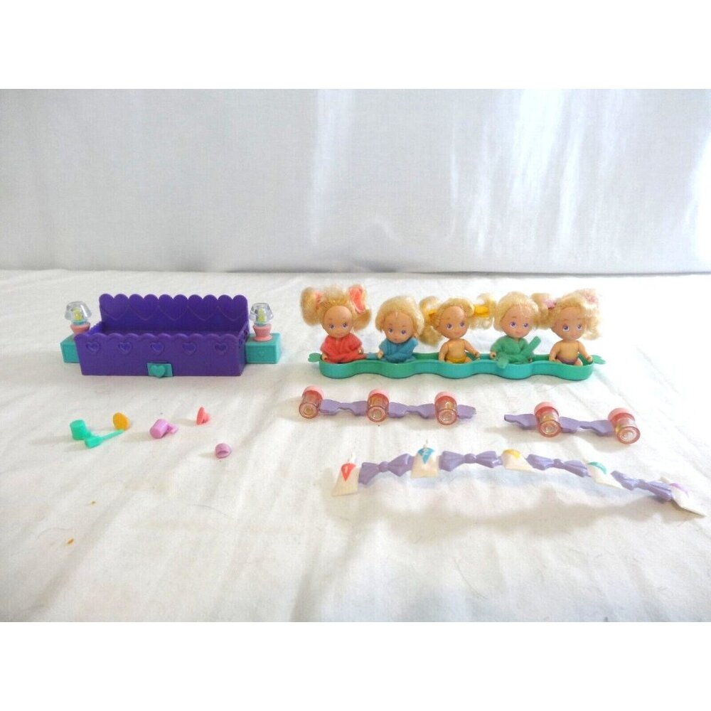 Quints Vintage 1990 90s Tyco Little‎ Quints Baby Dolls Lot Bottles + Accessories